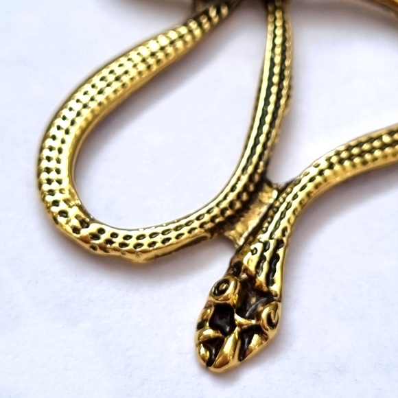 Large Antique Effect Rose & Snake Earrings - Gothic Style - Picture 5 of 8